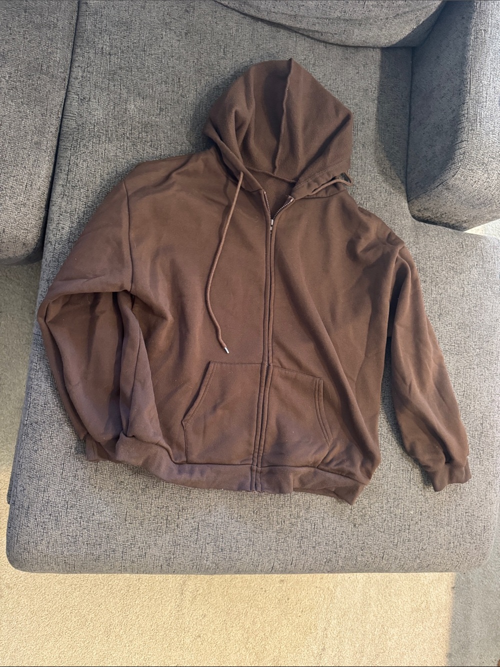 SHEIN Brown Zip-Up Hooded Jacket